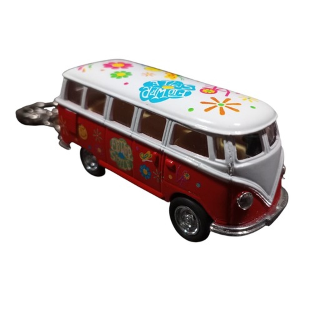 Kinsmart 1962 Volkswagen Classic Red Pull Back Bus 1/64 Scale Keychain